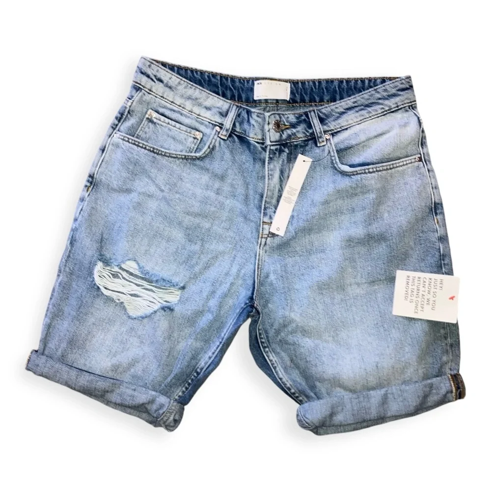 ASOS Design Mens blue slim fit med length jean shorts - Picture 1 of 5